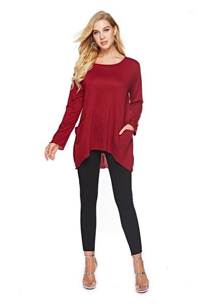 size tshirts spring woman o-neck long sleeve loose tees women pocket irregular womens solid plus, White
size tshirts spring woman o-neck long sleeve loose tees women pocket irregular womens solid plus, White