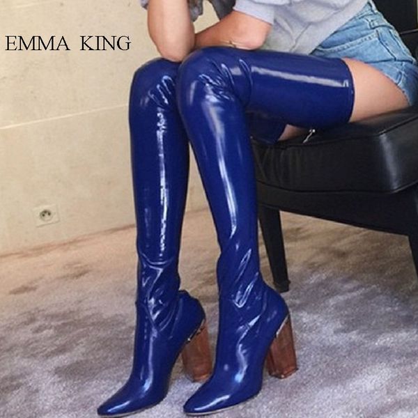 2019 extra long stretch thigh high boots women thick crystal heels boots temperament legs over knee catwalk ladies shoes, Black
2019 extra long stretch thigh high boots women thick crystal heels boots temperament legs over knee catwalk ladies shoes, Black