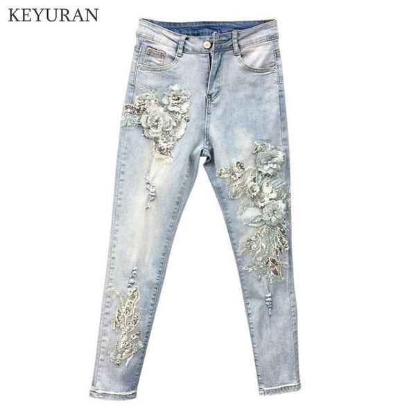 summer autumn fashion women embroidery sequined flower elastic skinny pencil denim trousers , high waist slim woman jeans pants, Blue
summer autumn fashion women embroidery sequined flower elastic skinny pencil denim trousers , high waist slim woman jeans pants, Blue