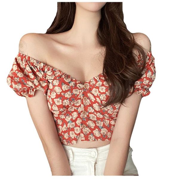 ladies short blouses shirts women summer elegant crop retro floral print short sleeve casual french vest blouse, White
ladies short blouses shirts women summer elegant crop retro floral print short sleeve casual french vest blouse, White