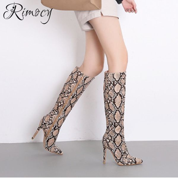 rimocy 2019 spring new snake skin botines mujer 10cm high heels pointed toe knee high botas pu shoes woman long boots femme, Black
rimocy 2019 spring new snake skin botines mujer 10cm high heels pointed toe knee high botas pu shoes woman long boots femme, Black