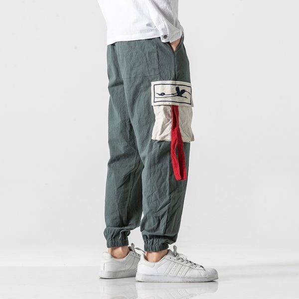 men embroidery ribbons splice cargo pants male streetwear hip hop loose casual harem trousers china style joggers sweatpants, Black
men embroidery ribbons splice cargo pants male streetwear hip hop loose casual harem trousers china style joggers sweatpants, Black