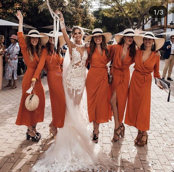 elegant long sleeve chiffon orange v-neck bridesmaid dresses plus size ankle length robes de soirée bridal party gowns for women, White;pink
elegant long sleeve chiffon orange v-neck bridesmaid dresses plus size ankle length robes de soirée bridal party gowns for women, White;pink