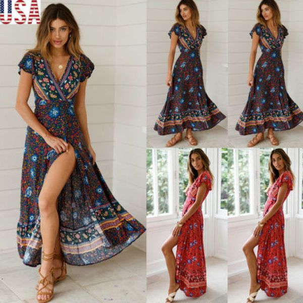 summer women boho holiday strappy v-neck floral maxi beach sundress party long dress bohemian, Black;gray
summer women boho holiday strappy v-neck floral maxi beach sundress party long dress bohemian, Black;gray