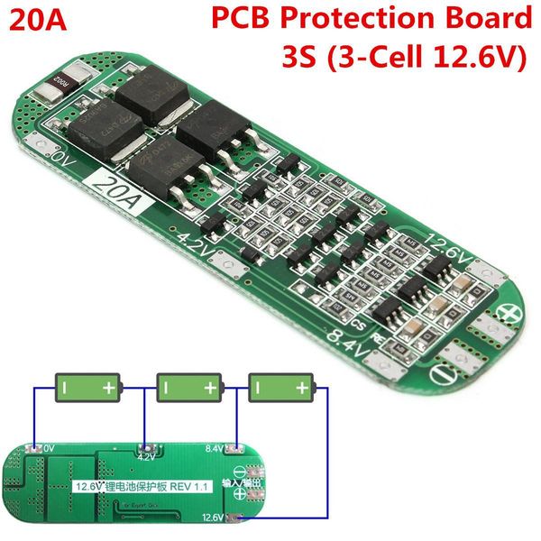 3 string 11.1v 12v 12.6v 18650 lithium battery protection board can start electric drill 20a current
3 string 11.1v 12v 12.6v 18650 lithium battery protection board can start electric drill 20a current