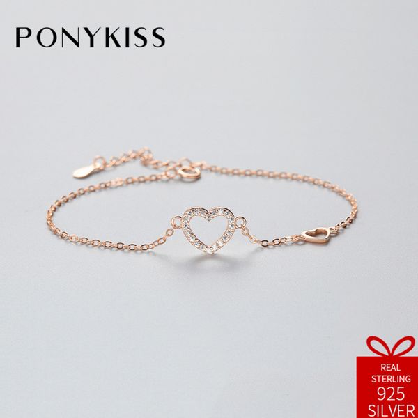 ponykiss romantic 100% s925 sterling silver cute zircon heart bracelets fine jewelry women creative sweet engagement gift, Golden;silver
ponykiss romantic 100% s925 sterling silver cute zircon heart bracelets fine jewelry women creative sweet engagement gift, Golden;silver