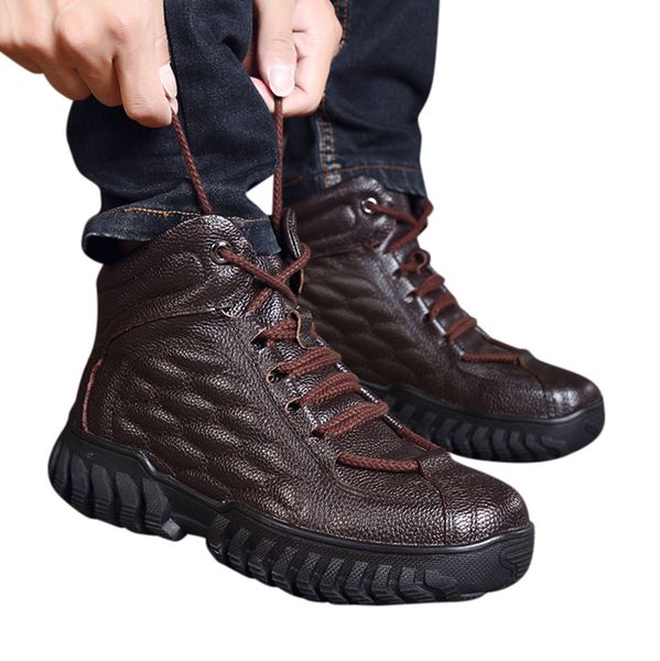 men leather sneakers boots fashion winter snow warm boots outdoor non-slip leather shoes breathable military boots, Black
men leather sneakers boots fashion winter snow warm boots outdoor non-slip leather shoes breathable military boots, Black