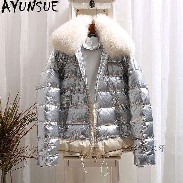 ayusnue 2019 women's down jacket winter silver bright coat big fur collar short duck down jacket women warm coats kj2547, Black
ayusnue 2019 women's down jacket winter silver bright coat big fur collar short duck down jacket women warm coats kj2547, Black