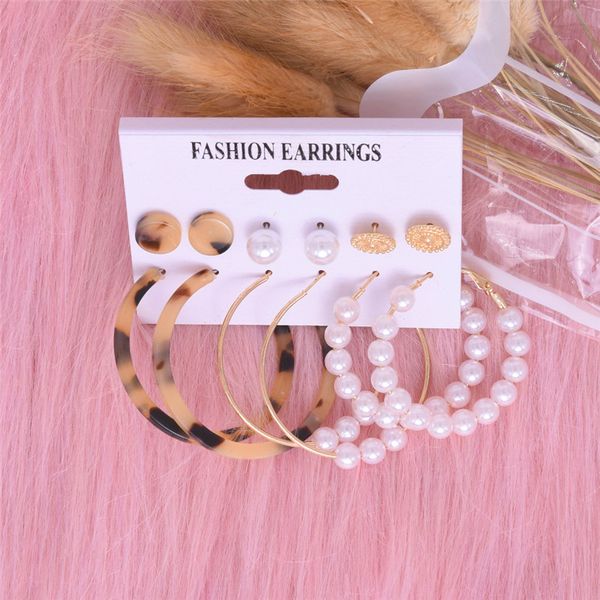 new bohemian hollow acrylic resin leopard circle hoop earrings sets for women mixed pearl stud earring brincos, Silver
new bohemian hollow acrylic resin leopard circle hoop earrings sets for women mixed pearl stud earring brincos, Silver