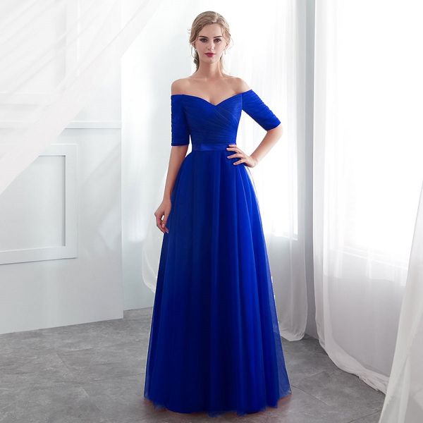 royal blue evening dresses 2019 long boat neck prom gown half sleeve vestido da festa fashionable formal party dress, Black;red
royal blue evening dresses 2019 long boat neck prom gown half sleeve vestido da festa fashionable formal party dress, Black;red
