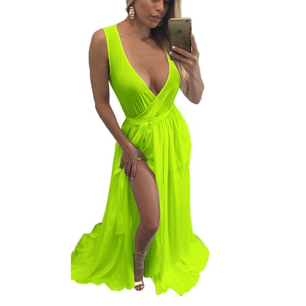 women split chiffon dress v-neck sleeveless sashes maxi long dresses plus size 3xl summer evening party beach dress, Black;gray
women split chiffon dress v-neck sleeveless sashes maxi long dresses plus size 3xl summer evening party beach dress, Black;gray