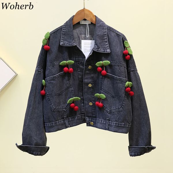 women's jackets woherb harajuku fashion streetwear loose denim jacket for women bat sleeve short jean cherry design casual crop coats, Black;brown
women's jackets woherb harajuku fashion streetwear loose denim jacket for women bat sleeve short jean cherry design casual crop coats, Black;brown