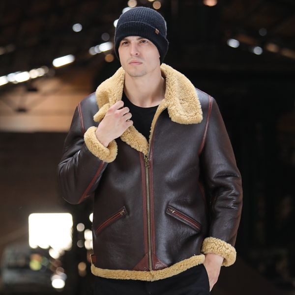 2019 new mens brown b3 shearling jacket bomber jacket short leather mens winter coats fur, Black
2019 new mens brown b3 shearling jacket bomber jacket short leather mens winter coats fur, Black