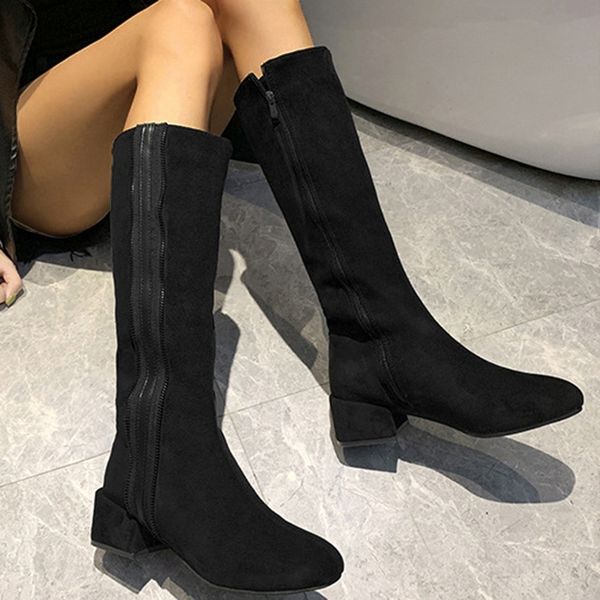 women's ladies fashion elegant flock winter med zipper square heels ankle boots zapatos mujer shoes woman chaussures femme #40, Black
women's ladies fashion elegant flock winter med zipper square heels ankle boots zapatos mujer shoes woman chaussures femme #40, Black