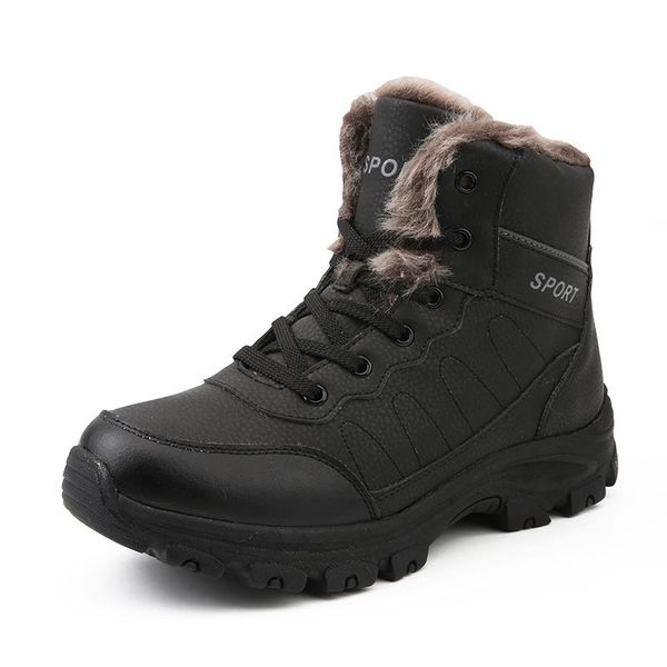 2019 brand leather ankle snow waterproof men boots winter fur snow boots plush warm male casual boot sneakers outdoor, Black
2019 brand leather ankle snow waterproof men boots winter fur snow boots plush warm male casual boot sneakers outdoor, Black