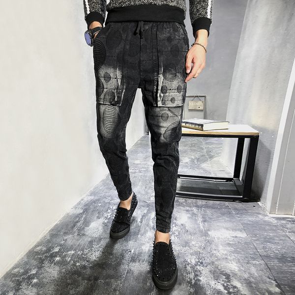 fashion 2019 summer men pants brand new slim fit dark print harem pants men ankle length casual trouser joggers black 36-28 
fashion 2019 summer men pants brand new slim fit dark print harem pants men ankle length casual trouser joggers black 36-28