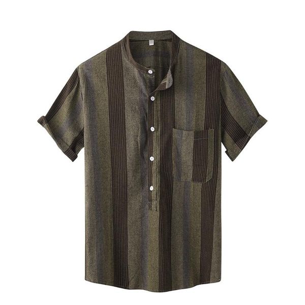 2020 new instyle garment men's stand collar stripe summer short sleeve loose buttons casual shirt blouse nuevos para hombre, White;black
2020 new instyle garment men's stand collar stripe summer short sleeve loose buttons casual shirt blouse nuevos para hombre, White;black