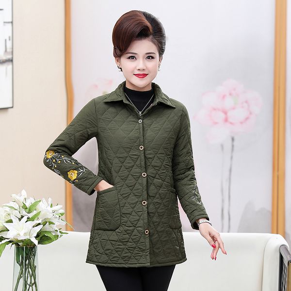 women's down & parkas autumn winter thin quilted jacket embroidery flower middle age women cotton-padded mother cotton coat, Black
women's down & parkas autumn winter thin quilted jacket embroidery flower middle age women cotton-padded mother cotton coat, Black