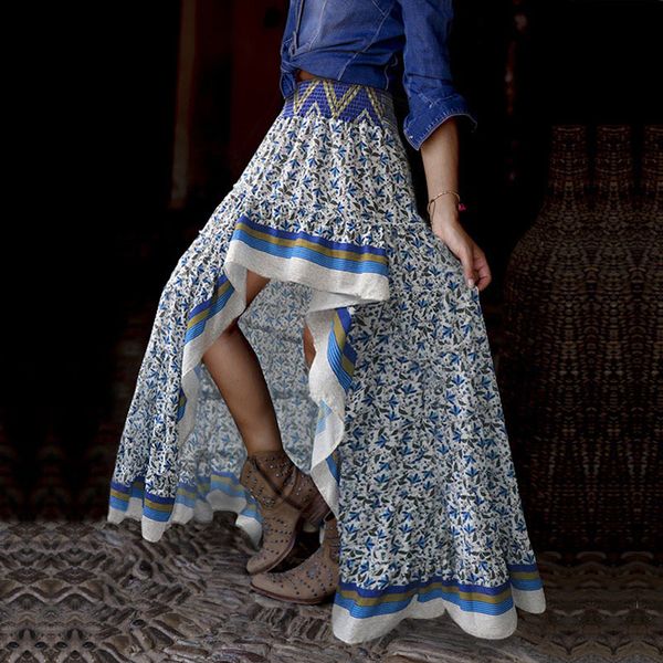 bohemian 2019 summer new long skirt print irregular spliced a-shaped half-length skirt women's wear boho beach holiday skirts, Black
bohemian 2019 summer new long skirt print irregular spliced a-shaped half-length skirt women's wear boho beach holiday skirts, Black