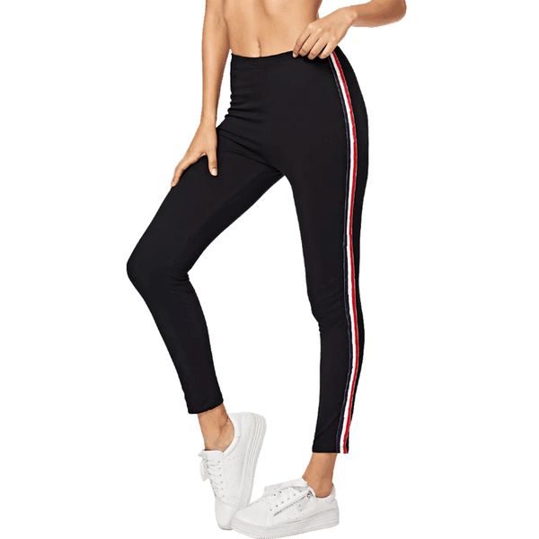 2019 new casual women's autumn high elasticity leggings side patchwork ribbon slim fitness capris streetwear workout leggings, Black
2019 new casual women's autumn high elasticity leggings side patchwork ribbon slim fitness capris streetwear workout leggings, Black