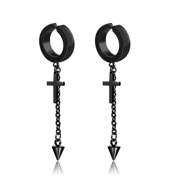 1pair 2pc black titanium steel no ear hole mens women tassel earrings trendy cross clip earring male female fashion jewelry, Silver
1pair 2pc black titanium steel no ear hole mens women tassel earrings trendy cross clip earring male female fashion jewelry, Silver