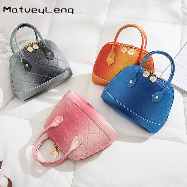 new trend gradient color shell bag messenger shoulder bag diamond check handbag lipstick