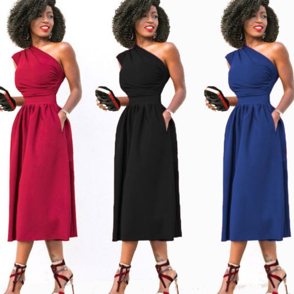 usa women's formal dress 2018 new summer one shoulder solid bandage tunic bodycon sleeveless evening party empire mid-calf dress, Black;gray
usa women's formal dress 2018 new summer one shoulder solid bandage tunic bodycon sleeveless evening party empire mid-calf dress, Black;gray