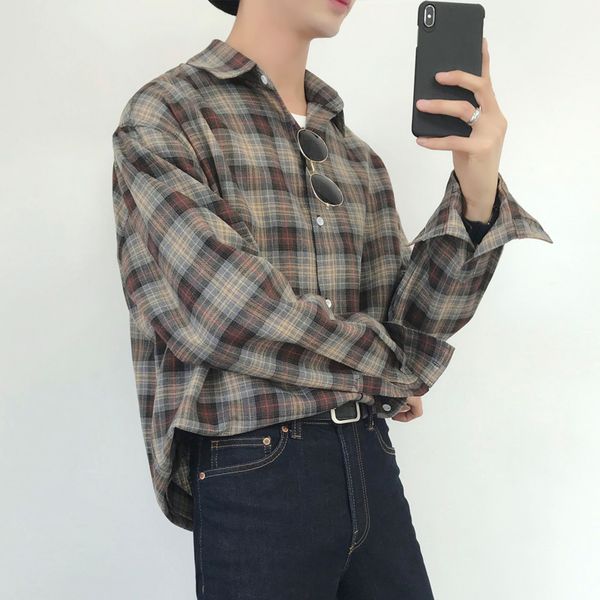 men's shirt 2019 autumn and winter new handsome plaid long-sleeved shirt loose casual youth fashion trend men's clothing, White;black
men's shirt 2019 autumn and winter new handsome plaid long-sleeved shirt loose casual youth fashion trend men's clothing, White;black