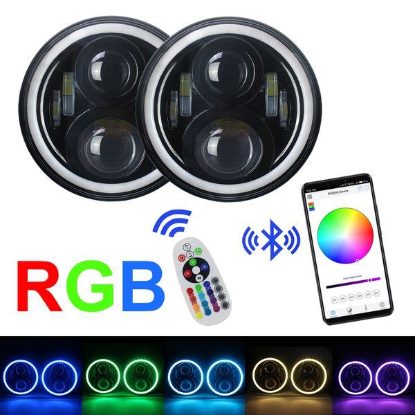 7 inch supercree rgb led headlight with app control bluetooth, timing, music mode ,flashing, automatic rgb halo 7" headlight
7 inch supercree rgb led headlight with app control bluetooth, timing, music mode ,flashing, automatic rgb halo 7" headlight
