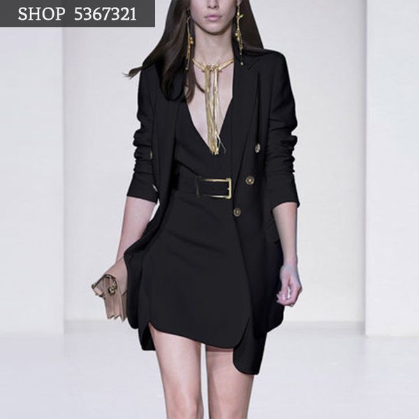 elegant trend runway dress suits slim tank dress solid color blazer business lady formal two piece sets with belt, White;black
elegant trend runway dress suits slim tank dress solid color blazer business lady formal two piece sets with belt, White;black