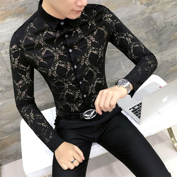 korean lace shirt men fashion 2020 spring men's social shirts night club slim fit long sleeve singer shirts casual men, White;black
korean lace shirt men fashion 2020 spring men's social shirts night club slim fit long sleeve singer shirts casual men, White;black