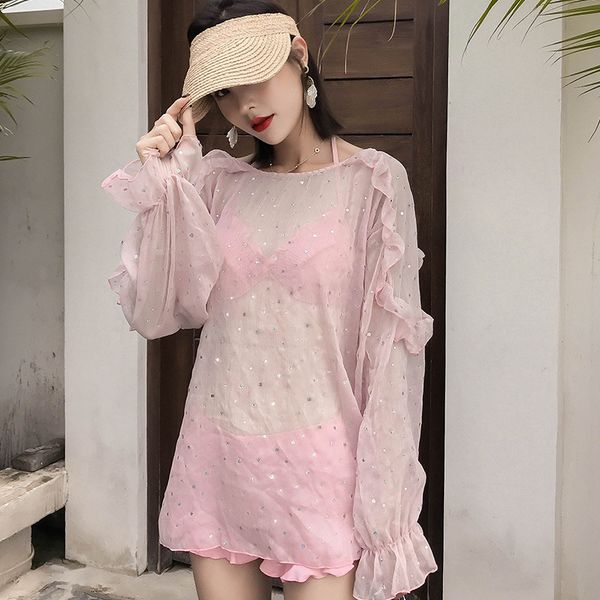 swimwear women 2019 swimsuit female push up separate with rashguards new three piece japanese cute black solid polyester sierra, White;black
swimwear women 2019 swimsuit female push up separate with rashguards new three piece japanese cute black solid polyester sierra, White;black