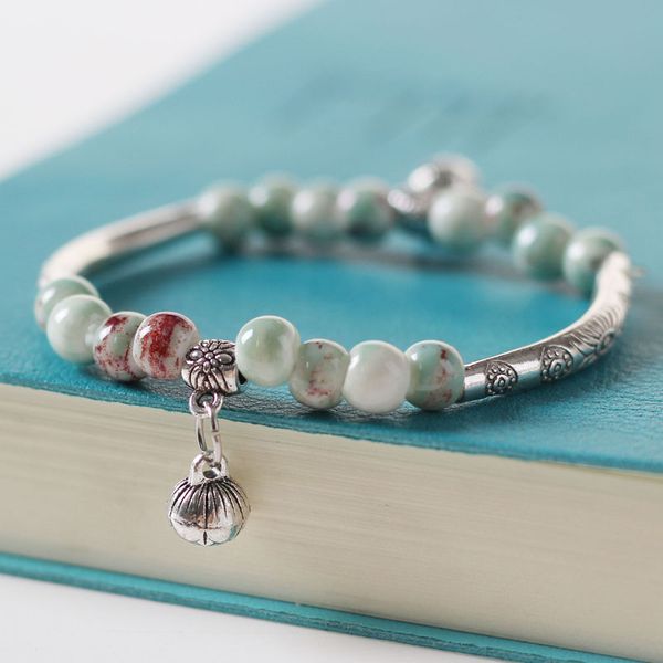 fashion charm ceramics round beads ethnic style lotus root bracelet original design mala bangle handmade amulet jewelry gifts, Golden;silver
fashion charm ceramics round beads ethnic style lotus root bracelet original design mala bangle handmade amulet jewelry gifts, Golden;silver