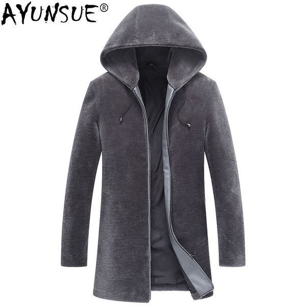 men's leather & faux ayunsue natural sheep shearling fur coat hooded long jackets winter jacket men 100%wool plus size aw9941 my759, Black
men's leather & faux ayunsue natural sheep shearling fur coat hooded long jackets winter jacket men 100%wool plus size aw9941 my759, Black