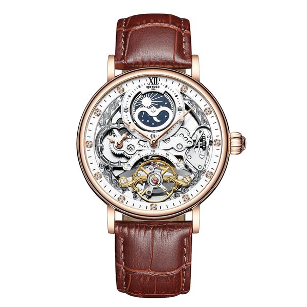 men mechanical full automatic luminous watch wristwatch stainless steel case, Slivery;brown
men mechanical full automatic luminous watch wristwatch stainless steel case, Slivery;brown