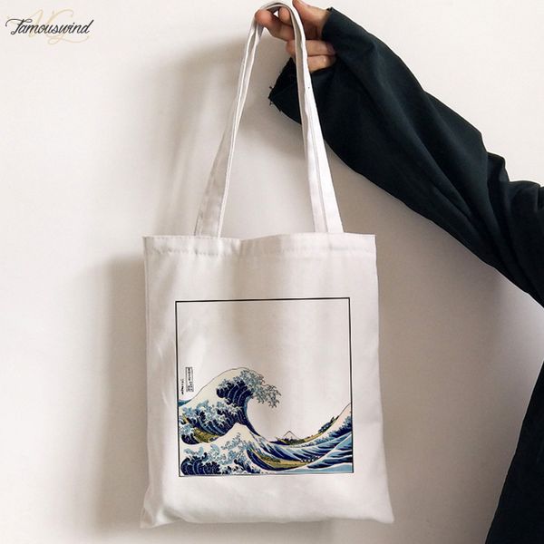 japan wave fun print casual large capacity canvas bag female shoulder bag fashion harajuku cartoon letter ulzzang messenger bags