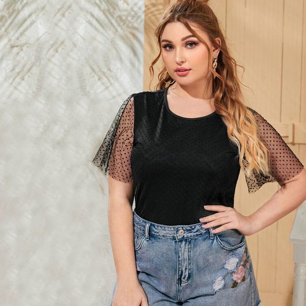 plus size blouse women 2020 fashion summer o neck polka dot print short sleeve casual blouse black ladies, White
plus size blouse women 2020 fashion summer o neck polka dot print short sleeve casual blouse black ladies, White