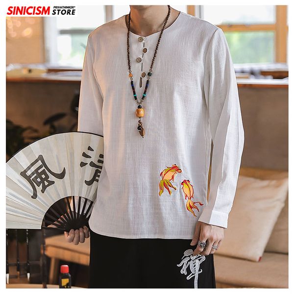sinicism store embroidery linen chinese style shirt mens fashion 2020 spring summer mens shirts male white shirt clothing 5xl, White;black 
sinicism store embroidery linen chinese style shirt mens fashion 2020 spring summer mens shirts male white shirt clothing 5xl, White;black