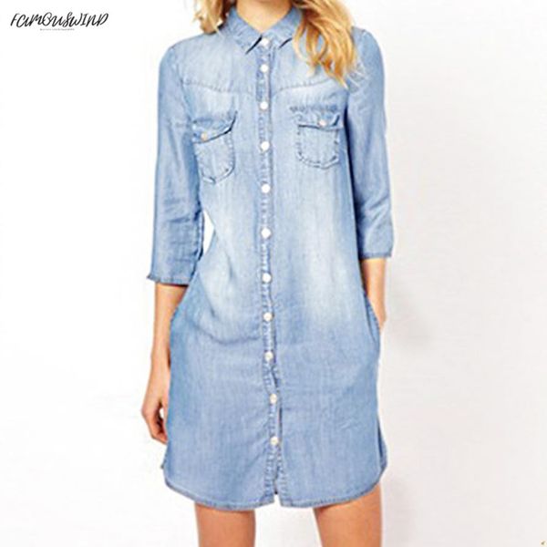 women dress denim loose large buttons solid mini dress long women seven-sleeve casual dress aug3 designer women clothes, Black;gray
women dress denim loose large buttons solid mini dress long women seven-sleeve casual dress aug3 designer women clothes, Black;gray