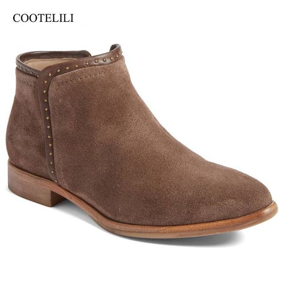 cootelili plus size suede leather ankle boots for women fashion rubber boots women open toe wedge winter shoes 34-43, Black
cootelili plus size suede leather ankle boots for women fashion rubber boots women open toe wedge winter shoes 34-43, Black