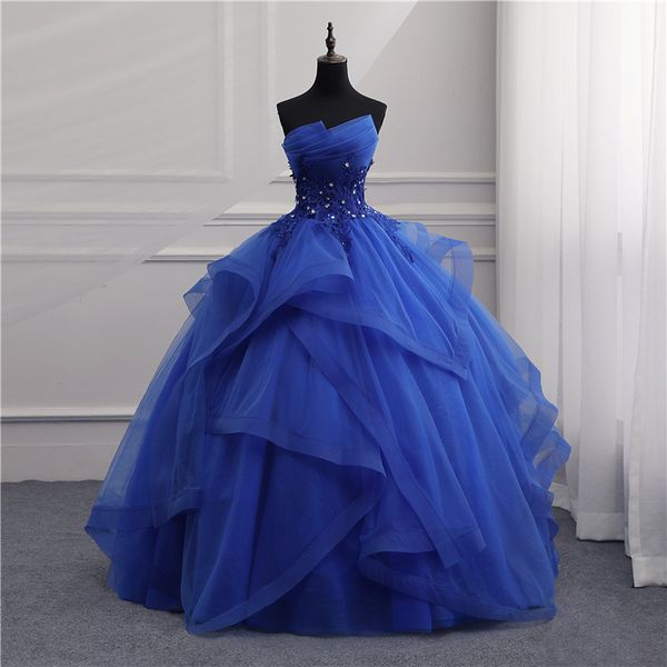 party ruffles tulle strapless blue organza floor length lace crystal corset evening dress appliques party prom gowns tiered special occasion, Black
party ruffles tulle strapless blue organza floor length lace crystal corset evening dress appliques party prom gowns tiered special occasion, Black