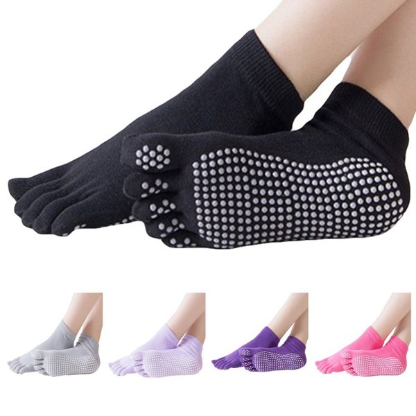 women yoga socks ive toe fingers full toe gym sport non slip pilates fitness running socks anti-slip sock slippers, Black 
women yoga socks ive toe fingers full toe gym sport non slip pilates fitness running socks anti-slip sock slippers, Black