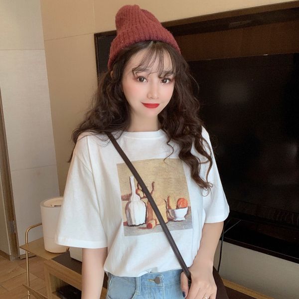 vintage aesthetic print t-shirt women short sleeve round neck stylish chic trendy lady casual korean feminine 2020 new chic, White
vintage aesthetic print t-shirt women short sleeve round neck stylish chic trendy lady casual korean feminine 2020 new chic, White