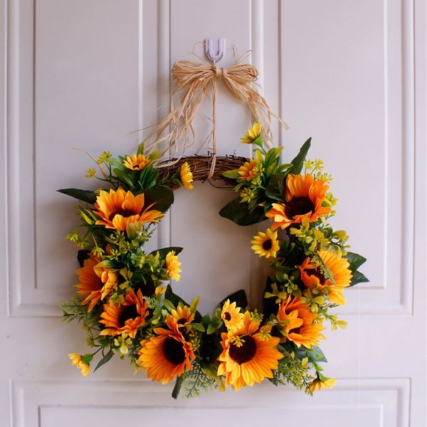 32-35cm sunflower rustic farmhouse decorative artificial flower wreath,faux 
32-35cm sunflower rustic farmhouse decorative artificial flower wreath,faux