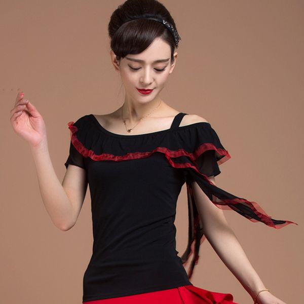 2019 gauze short-sleeve modern latin dance clothes for women/female/girl/lady, costume performance wears practice dress, Black;red
2019 gauze short-sleeve modern latin dance clothes for women/female/girl/lady, costume performance wears practice dress, Black;red