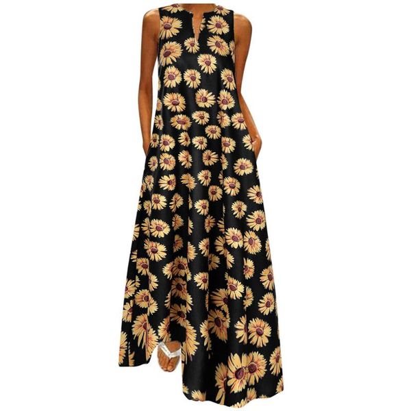 38# women party long dresses plus size sleeveless vintage bohemian dress sunflower bohemian v neck maxi dresses vestidos, Black;gray
38# women party long dresses plus size sleeveless vintage bohemian dress sunflower bohemian v neck maxi dresses vestidos, Black;gray