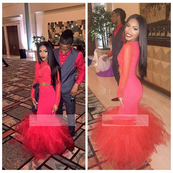 2019 jewel two piece black girl african prom dresses mermaid lace appliques red lace long sleeves formal dress vestidos de evening wear
2019 jewel two piece black girl african prom dresses mermaid lace appliques red lace long sleeves formal dress vestidos de evening wear