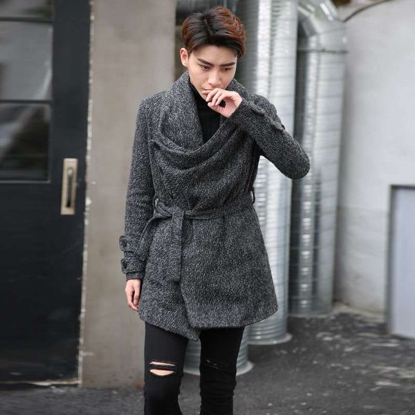 men winter gothic style thicken wool trench coat warm long jackets with belt men hip hop punk overcoat korean long slim cardigan, Tan;black
men winter gothic style thicken wool trench coat warm long jackets with belt men hip hop punk overcoat korean long slim cardigan, Tan;black