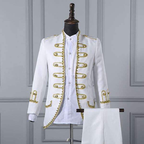 men court clothing european retro man wedding costume male host bar clothes jacket + pants groom formal uniform black white red blue
men court clothing european retro man wedding costume male host bar clothes jacket + pants groom formal uniform black white red blue