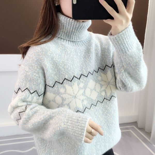 women's sweaters mink-like turtleneck sweater lazy wind loose large size base, White;black
women's sweaters mink-like turtleneck sweater lazy wind loose large size base, White;black